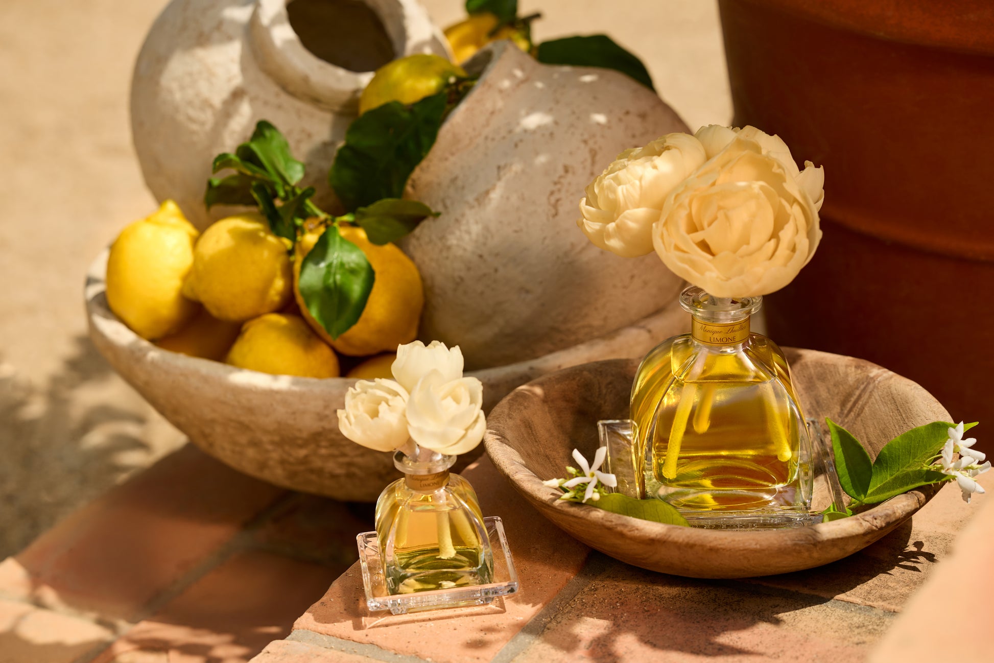 Monique Lhuillier x Agraria Limone diffuser with sola flowers 