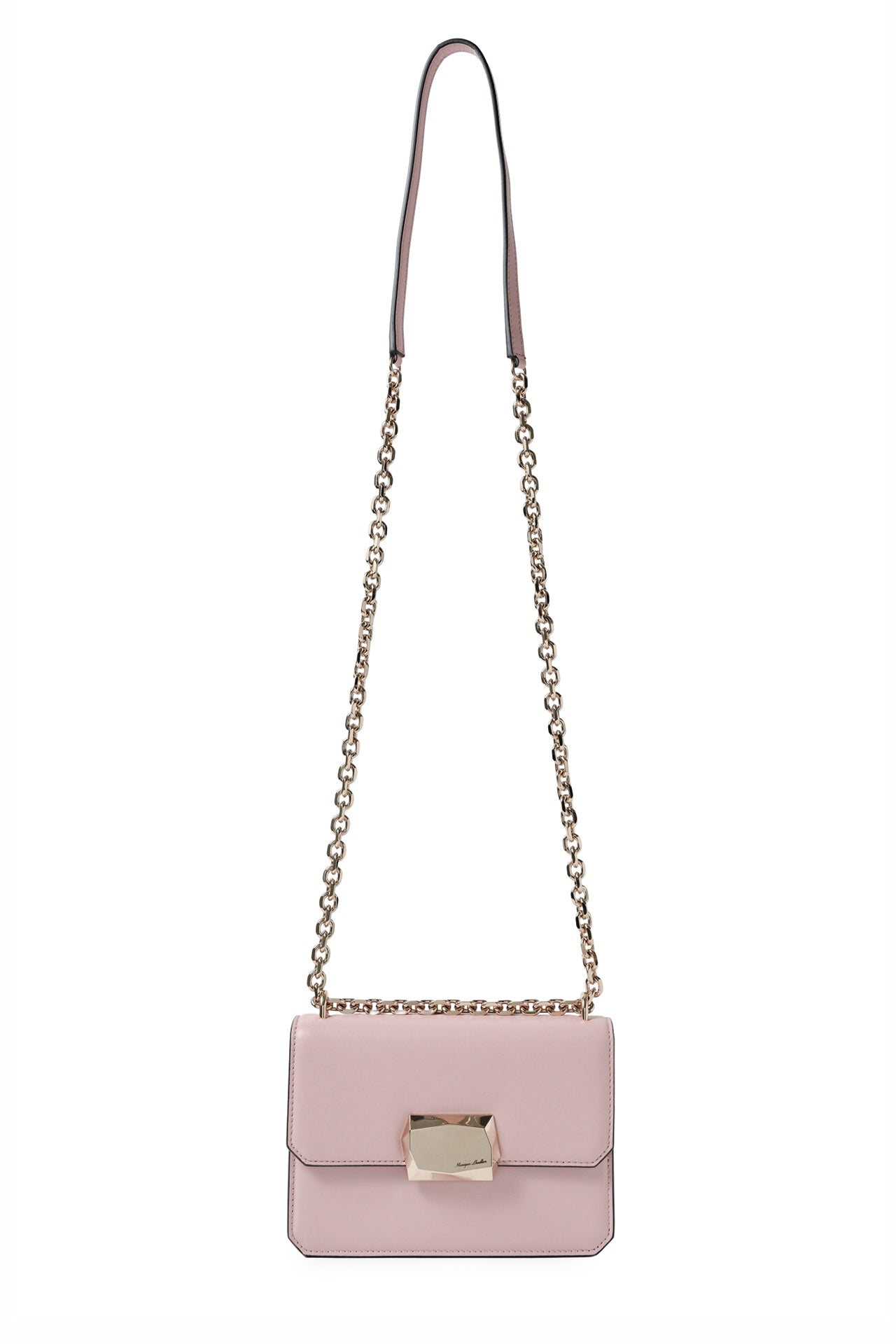 Monique Lhuillier Rhea leather mini bag in blush with gold chain