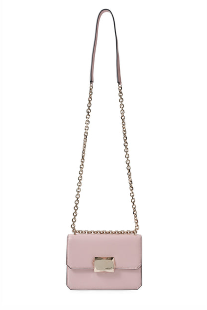 Monique Lhuillier Rhea leather mini bag in blush with gold chain