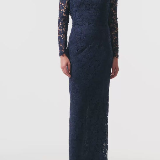 Monique Lhuillier Fall 2025 Ocean Orchid Lace long sleeved jacket - video.