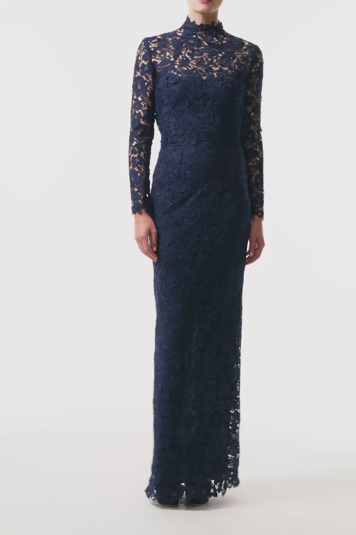 Monique Lhuillier Fall 2025 Ocean Orchid Lace long sleeved jacket - video.