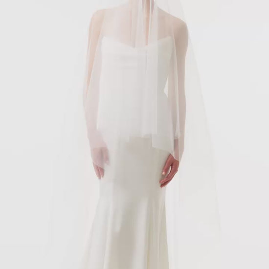 Chapel length tulle veil with blusher video